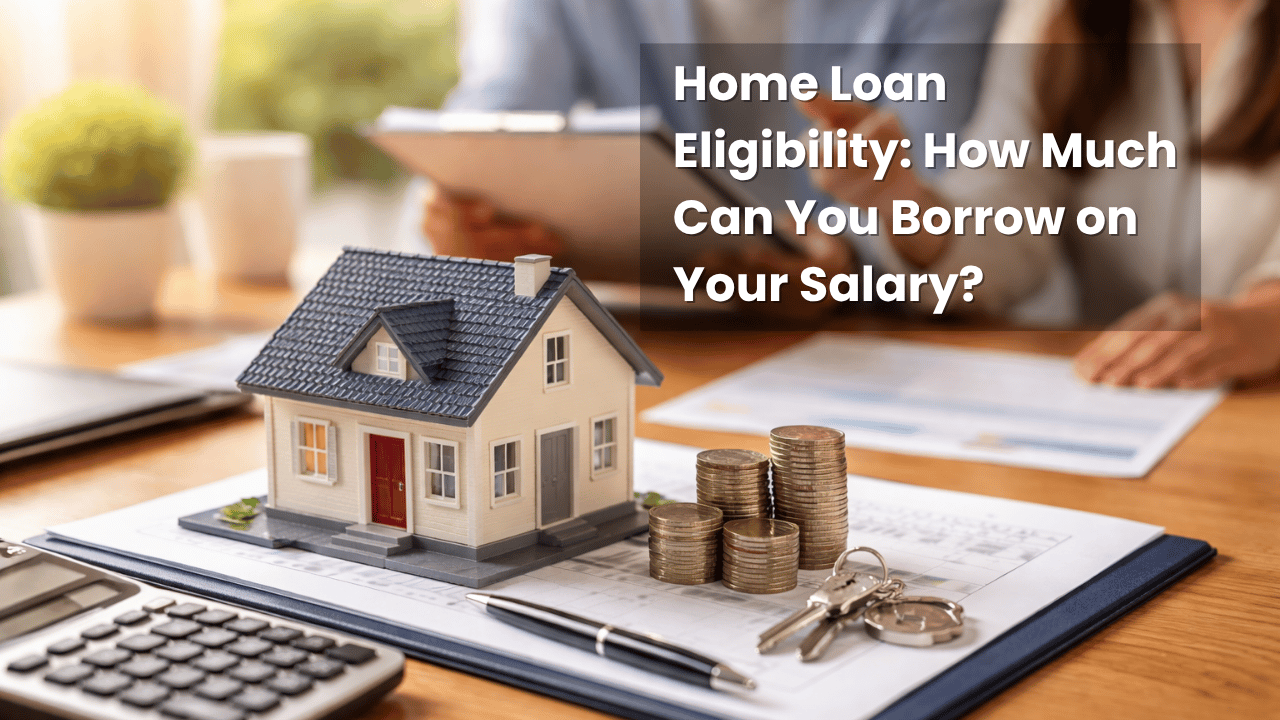 Home loan eligibility calculation based on salary with EMI chart and financial planning concept