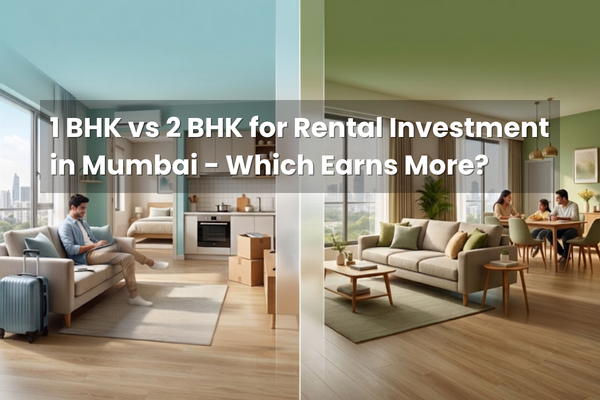 Comparison of 1 BHK vs 2 BHK for rental investment in Mumbai showing rental income, ROI, and property investment analysis.