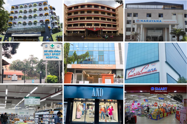 Map-style view highlighting the best schools, hospitals, supermarkets, and daily essentials near J.B. Nagar for residents and homebuyers.