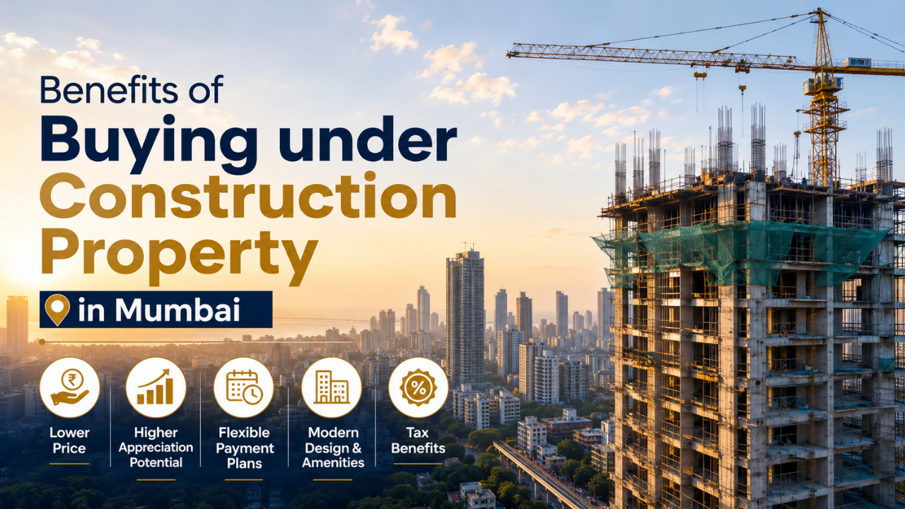 Under construction residential property in Mumbai with modern apartment development
