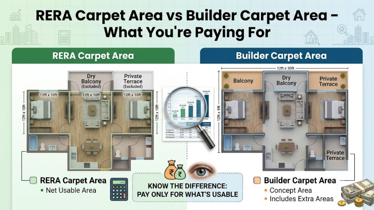 RERA carpet area and builder carpet area comparison